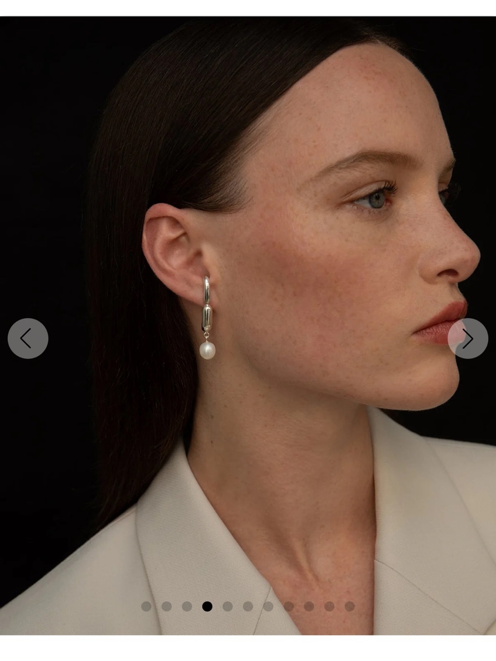Mara Paris Minimalist Silver Hoop Earrings with White Pearl Drop